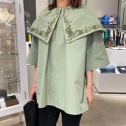 CLANE BIG COLLAR EMBROIDERY TOPS