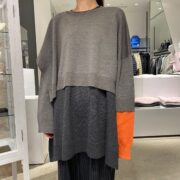 ENFOLD DOUBLE-SLEEVES LAYERED PULLOVER