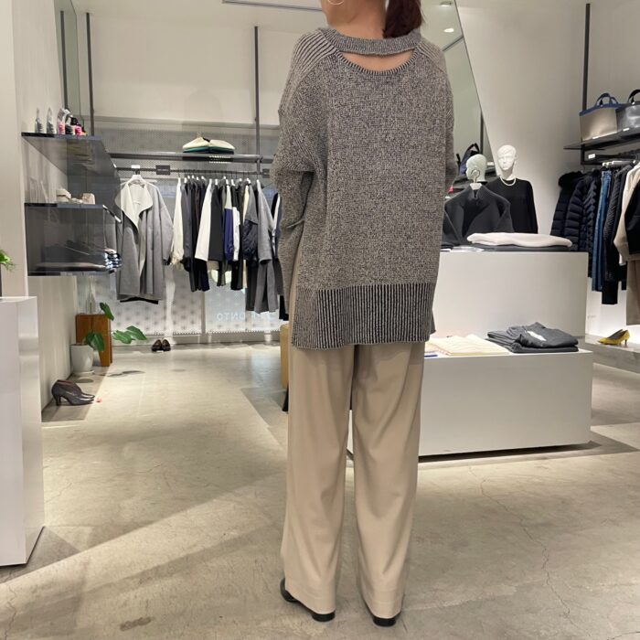 CLANE ★ W FACE CUT NECK WIDE KNIT TOPS